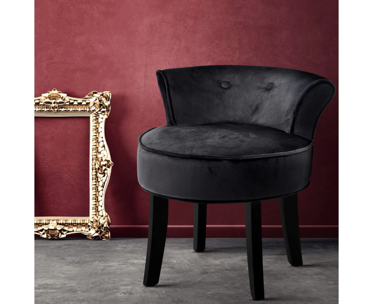 Artiss Vanity Stool Velvet Black Abella