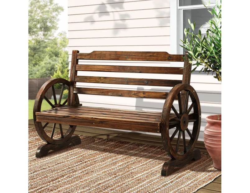 Gardeon Outdoor Garden Bench Wooden 2 Seat Wagon Chair Patio Furniture Brown