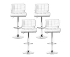 Bar Stools Set of 4 Gas Lift Leather Kitchen Stool Chairs White