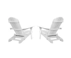 Gardeon 2PC Adirondack Outdoor Chairs Wood Foldable Sun Lounge Patio Furniture