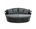 Gardeon Sun Lounge Setting Wicker Lounger Day Bed Outdoor Furniture Patio Black