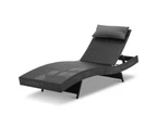 Gardeon Sun Lounge Wicker Lounger Outdoor Furniture Beach Chair Garden Adjustable Black