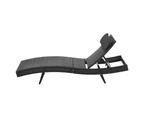 Gardeon Sun Lounge Wicker Lounger Outdoor Furniture Beach Chair Garden Adjustable Black