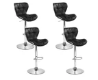 Bar Stools Set of 4 Gas Lift Swivel Kitchen Stool Chairs Black