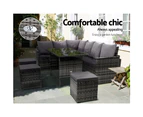 Gardeon Outdoor Dining Set Sofa Lounge Setting Chairs Table Ottoman Lawn Grey