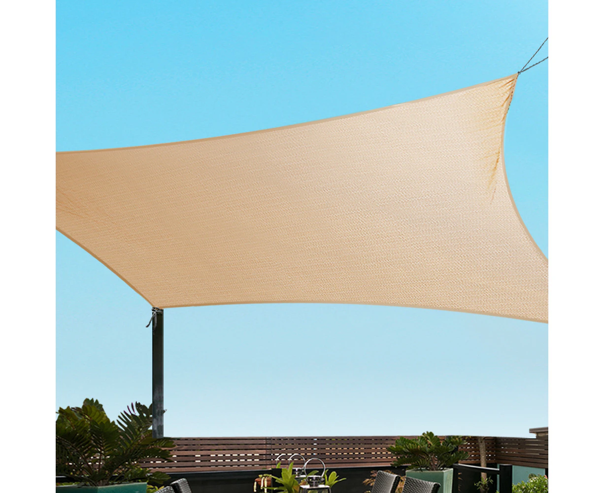 InstaHut Waterproof Shade Sail 4x5m Rectangle Sand 95% Shade Cloth