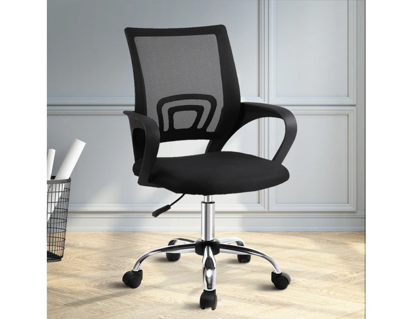 Artiss Mesh Office Chair Mid Back Black