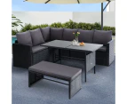 Gardeon Outdoor Dining Set Sofa Lounge Setting Chairs Table Bench Lawn Black