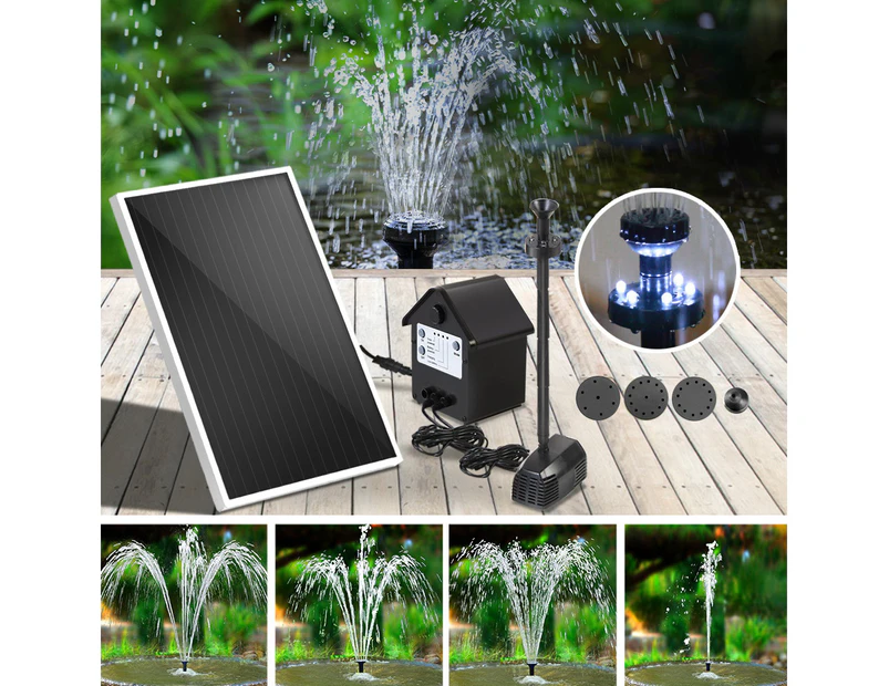 Gardeon Solar Pond Pump with Battery Kit LED Lights 4FT