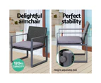 Gardeon 4 PCS Outdoor Sofa Set Rattan Furniture Glass Top Table Chairs Black