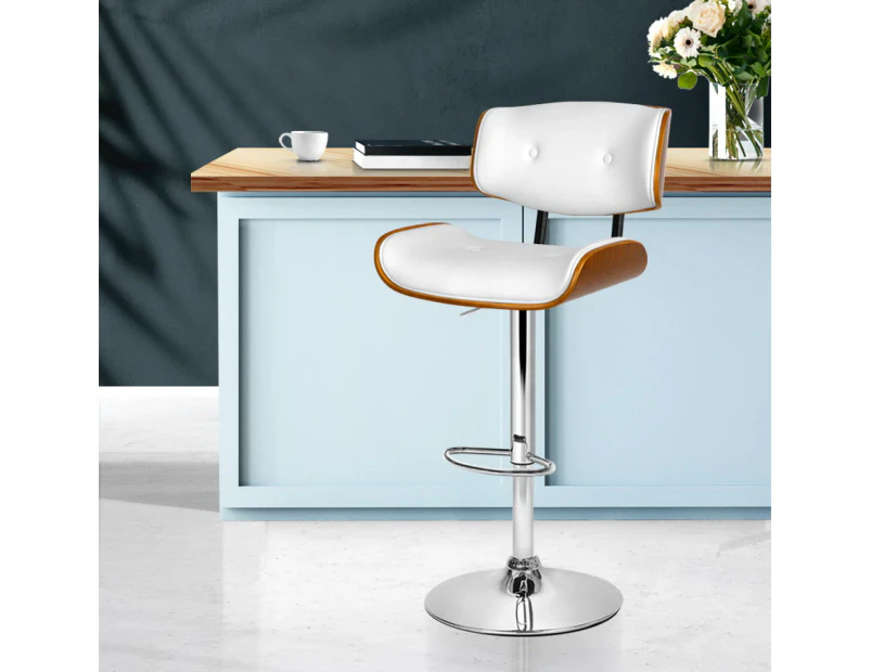 Artiss Bar Stools Gas Lift Leather White