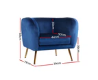 Artiss Armchair Lounge Arm Chair Sofa Accent Armchairs Chairs Couch Velvet Navy