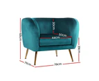 Artiss Armchair Lounge Sofa Arm Chair Accent Chairs Armchairs Couch Velvet Green