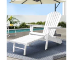 Gardeon Adirondack Outdoor Chairs Wooden Foldable Sun Lounge Patio Furniture White