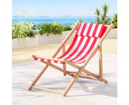 Gardeon Outdoor Deck Chair Wooden Sun Lounge Folding Beach Patio Furniture Red
