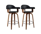 Artiss 2x Bar Stools Leather Seat Wooden Legs