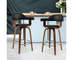 Artiss 2x Bar Stools Leather Seat Wooden Legs