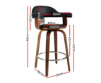 Artiss 2x Bar Stools Leather Seat Wooden Legs