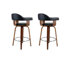 Artiss 2x Bar Stools Leather Seat Wooden Legs