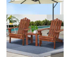 Gardeon 3PC Adirondack Outdoor Table and Chairs Wooden Beach Chair Brown