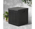 Gardeon Outdoor Storage Box 80L Container Lockable Garden Toy Tool Shed Black