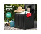 Gardeon Outdoor Storage Box 80L Container Lockable Garden Toy Tool Shed Black