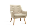 Artiss Fabric Dining Armchair - Beige