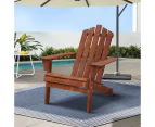 Gardeon Adirondack Outdoor Chairs Wooden Beach Chair Patio Furniture Garden Brown