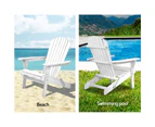 Gardeon Adirondack Outdoor Chairs Wooden Foldable Beach Chair Patio Furniture White