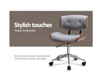 Artiss Wooden Office Chair Fabric Seat Grey