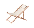 Gardeon Outdoor Deck Chair Wooden Sun Lounge Folding Beach Patio Furniture Beige