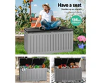 Gardeon Outdoor Storage Box 270L Container Lockable Garden Bench Tool Shed Grey