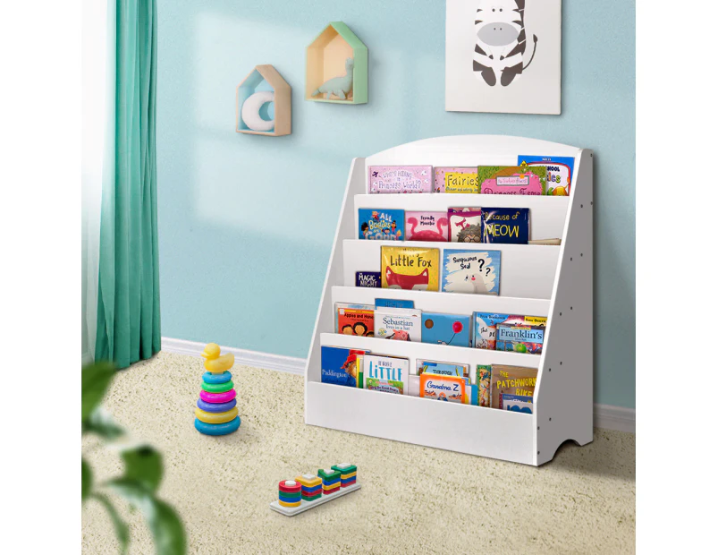Keezi 5 Tiers Kids Bookshelf Magazine Shelf Organiser Bookcase Display Rack White