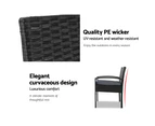Gardeon 3PC Patio Furniture Bistro Set Wicker Outdoor Lounge Setting Black