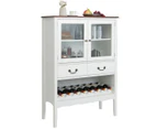 Giantex Sideboard Buffet Wine Cabinet w/2 Glass Doors & 2 Drawers Open Wine Rack Corner Coffee Bar Station White