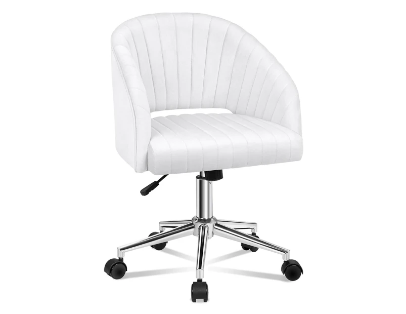 ALFORDSON Velvet Office Chair Swivel Armchair Work Study Seat Adult Kids White