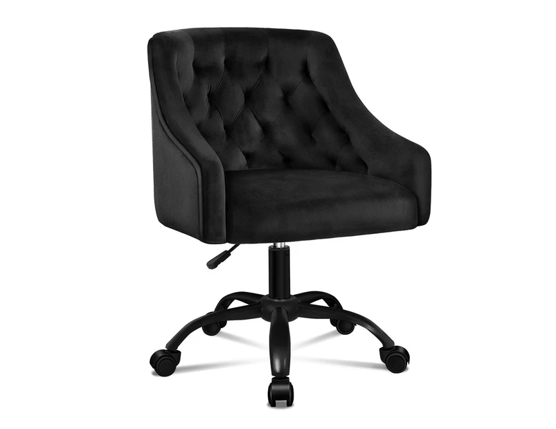 ALFORDSON Velvet Office Chair Computer Swivel Armchair Work Adult Kids Black