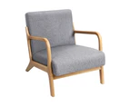 ALFORDSON Wooden Armchair Fabric Lounge Chair Grey