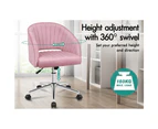 ALFORDSON Velvet Office Chair Swivel Armchair Computer Seat Adult Kids Pink