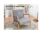 ALFORDSON Wooden Armchair Fabric Lounge Chair Grey