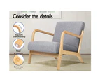 ALFORDSON Wooden Armchair Fabric Lounge Chair Grey