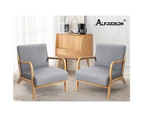 ALFORDSON Wooden Armchair Fabric Lounge Chair Grey