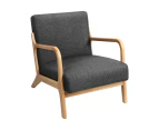ALFORDSON Wooden Armchair Fabric Lounge Chair Dark Grey