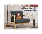 ALFORDSON Wooden Armchair Fabric Lounge Chair Dark Grey