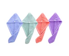 4 Pack Microfiber Hair Turban Wrap Drying Towel, 10 x 25 in pink+blue+purple+bean cyan