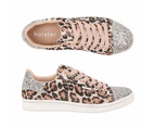 holster Fashion - Stardust - Leopard - Comfort Vegan Animal Print Lace-up Glitter Sneaker