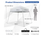 Costway 3x3 m Instant Pop Up Canopy Folding Slanted Leg Canopy Tent w/Carry Bag UPF50+ UV Protection