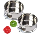 Parrot Dish Cups Parrot Food Bowl Clip Holder Coop Cup, Bird Cage Parakeet Water Bowl African Gray Conure Cockatiels Lovebird 2 Pack