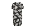 Autograph Woven Cold Shoulder Shift Dress - Plus Size Womens - Black Floral