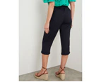 Rockmans Crop Linen Pants - Womens - True Navy